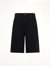 Laser Monogram Denim Shorts in Black