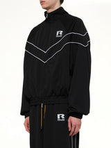 Rhude Mesh Piping Raglan Track Jacket in Black/White