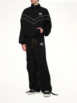 Rhude Mesh Piping Raglan Track Jacket in Black/White