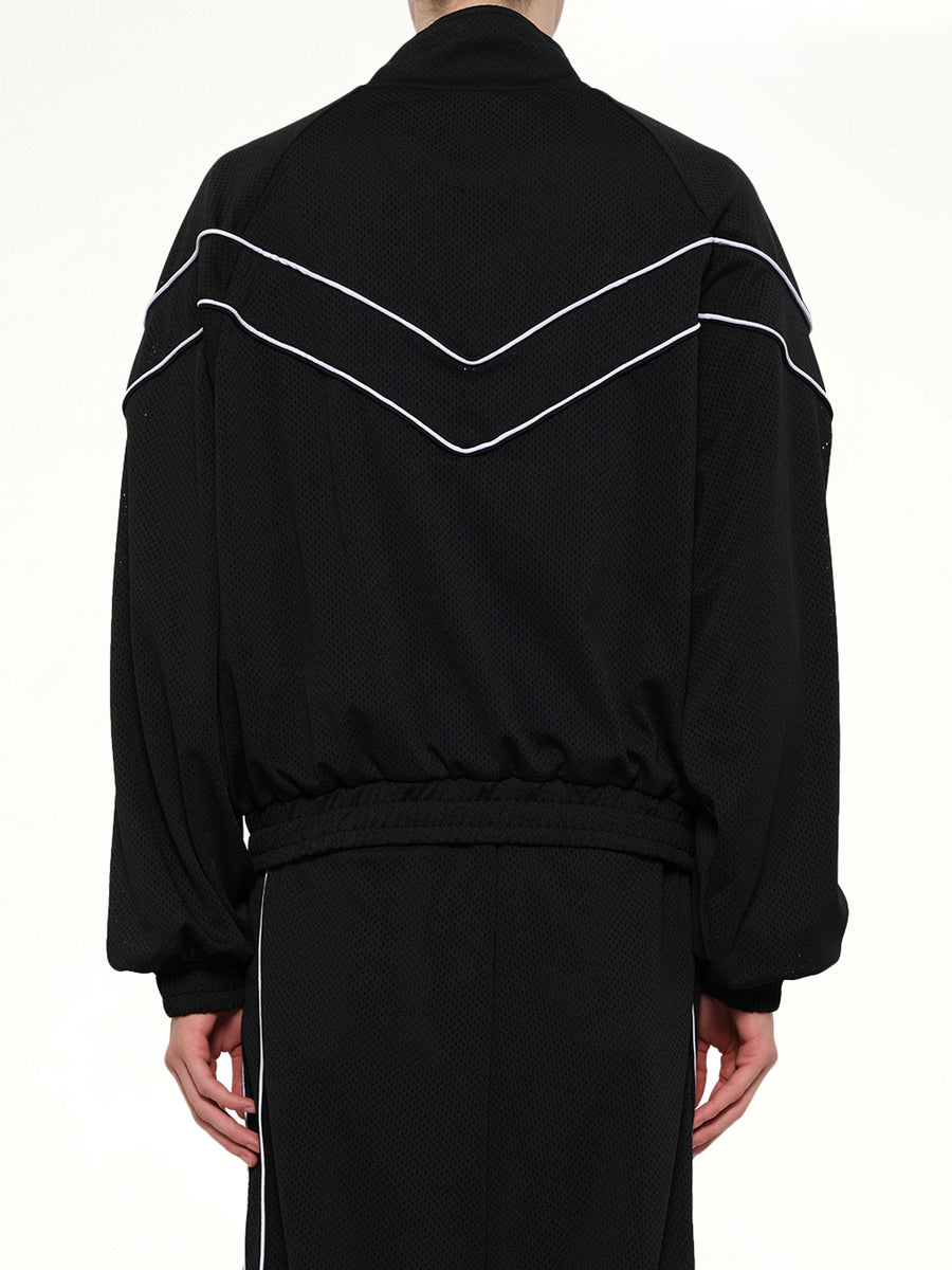 Rhude Mesh Piping Raglan Track Jacket in Black/White