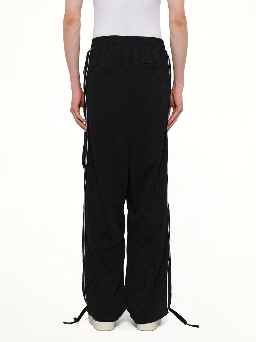 Rhude Mesh Piping Parachute Track Pant in Black/White