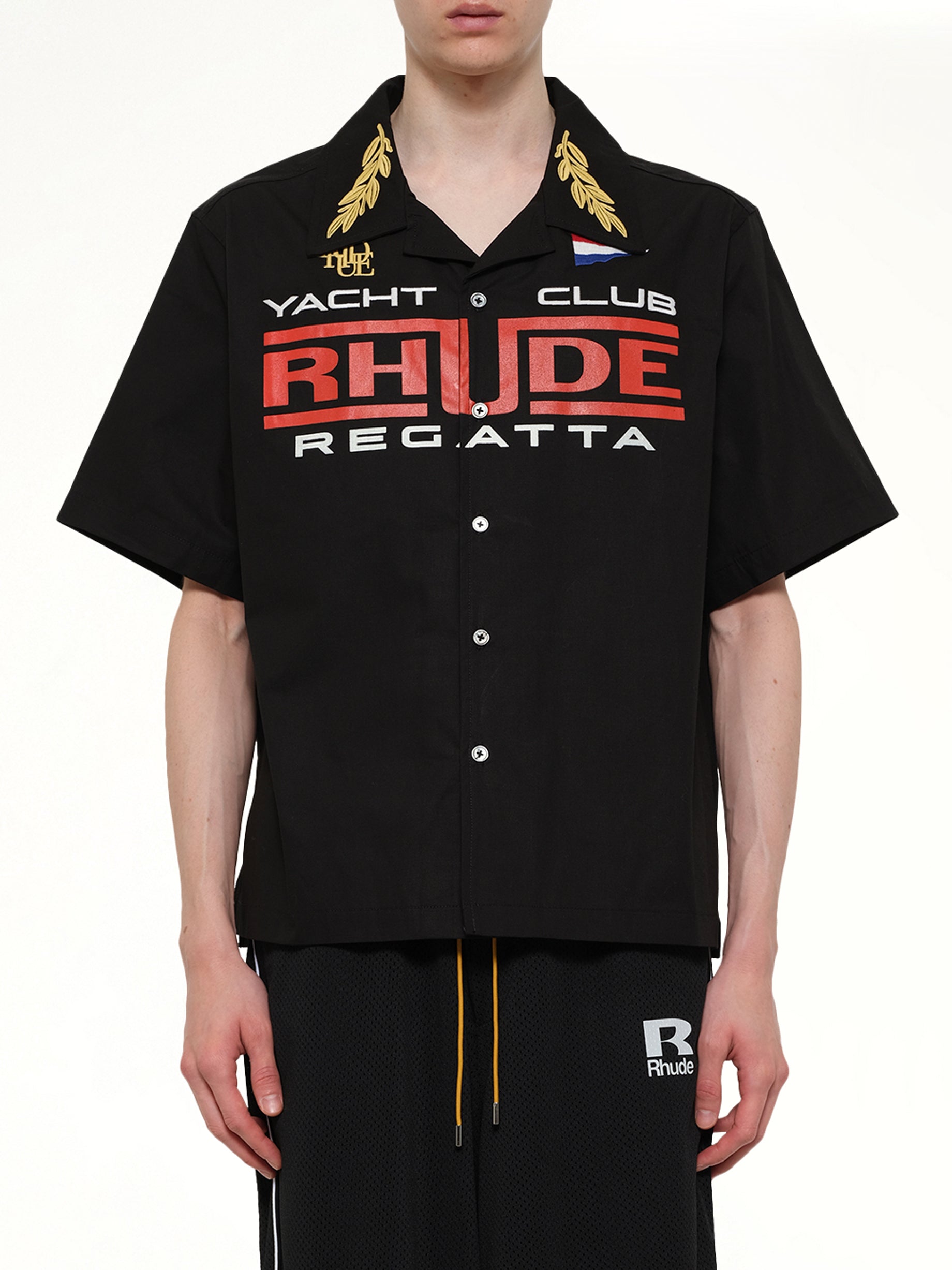 Rhude Regatta Club Shirt in Black/White/Red