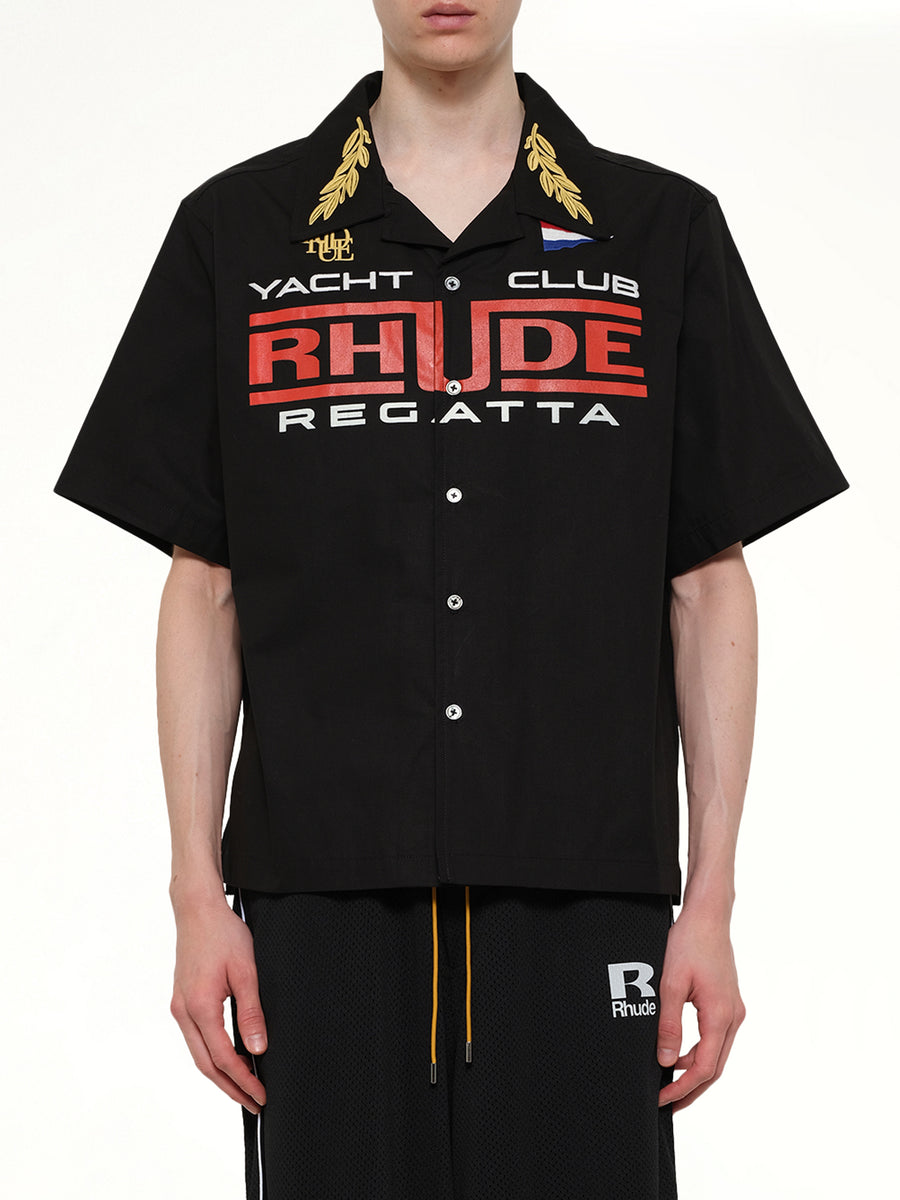 Rhude Regatta Club Shirt in Black/White/Red