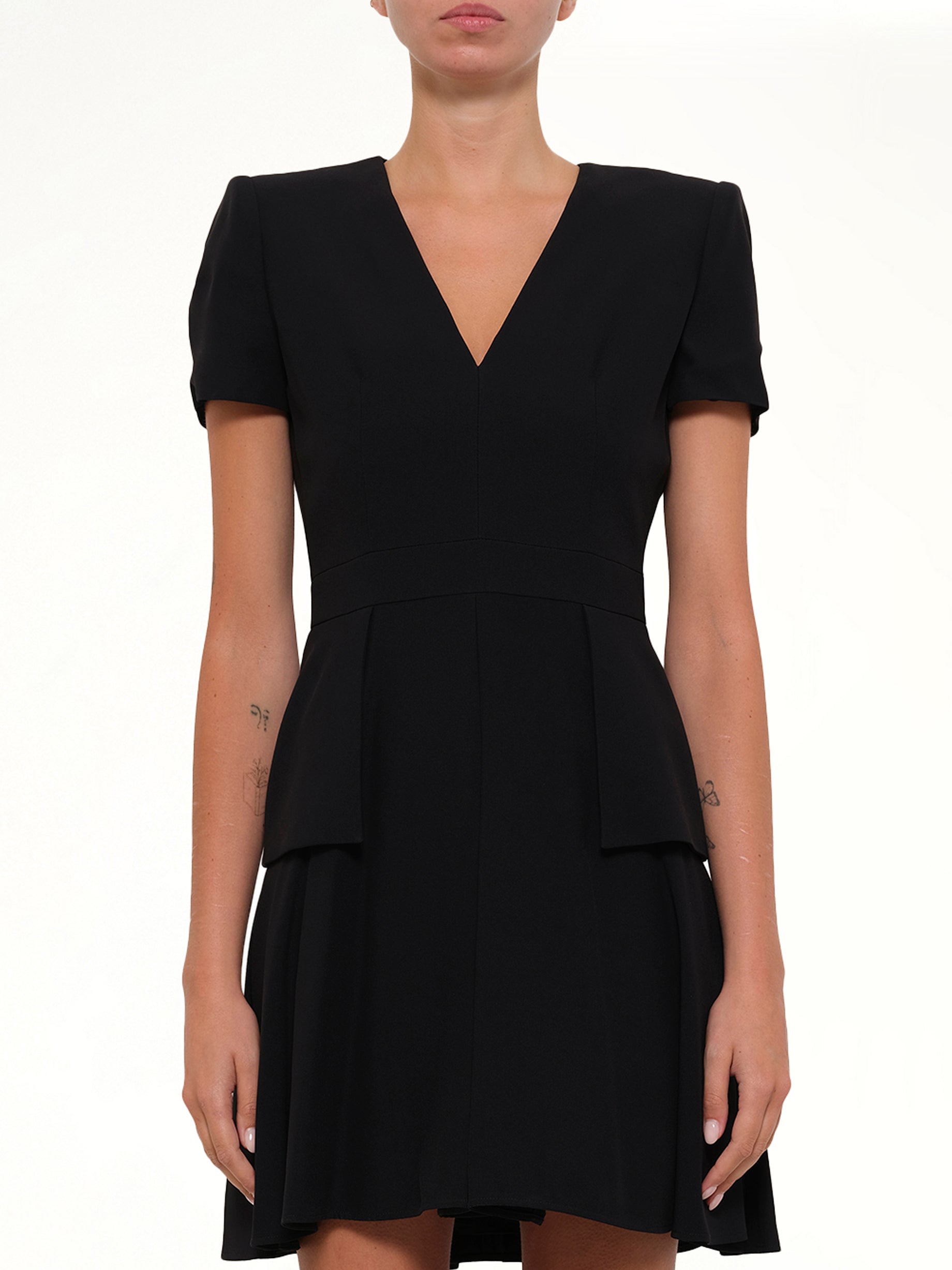 Leaf Crepe Dress in Black