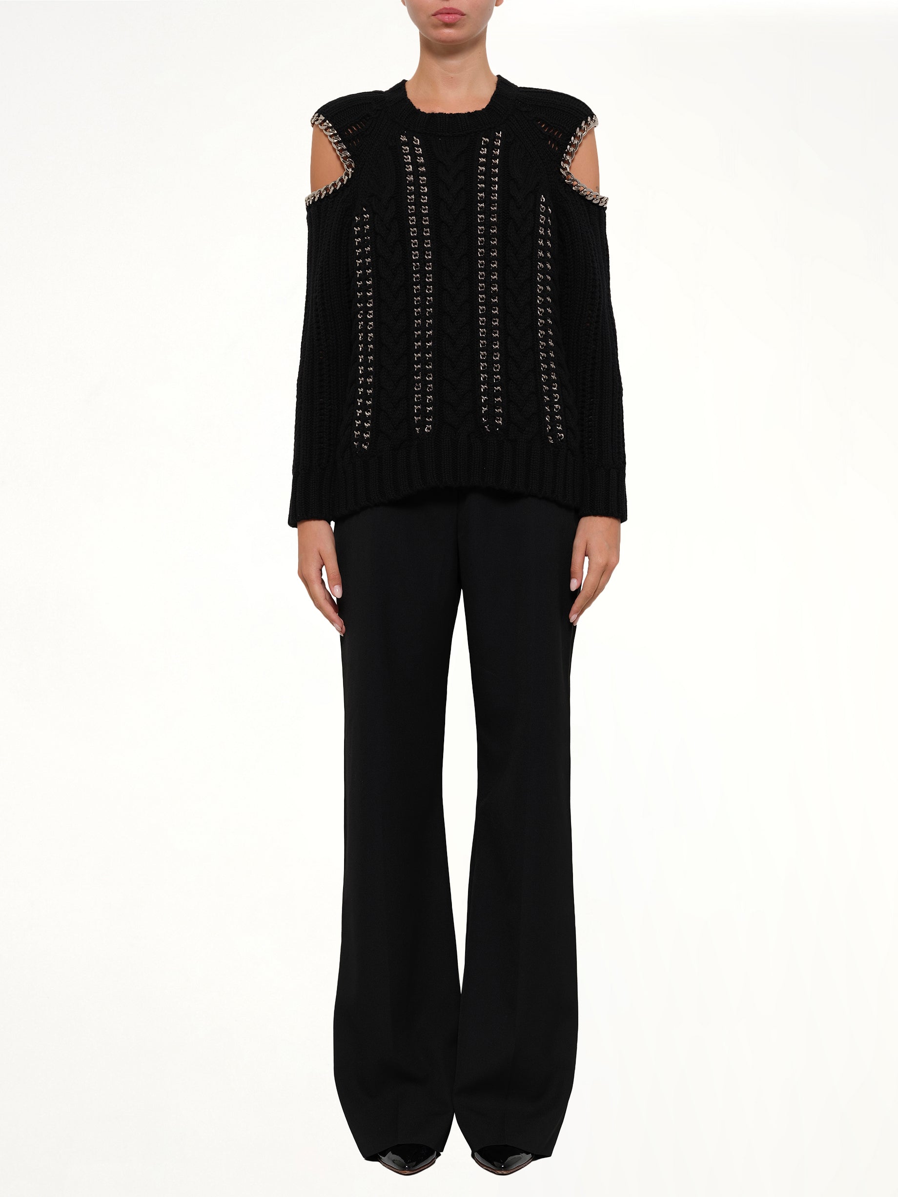 Crew Neck O/S Knitwear in Black