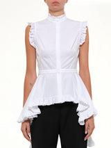 Sleeveless Peplum Shirt in White