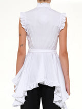 Sleeveless Peplum Shirt in White