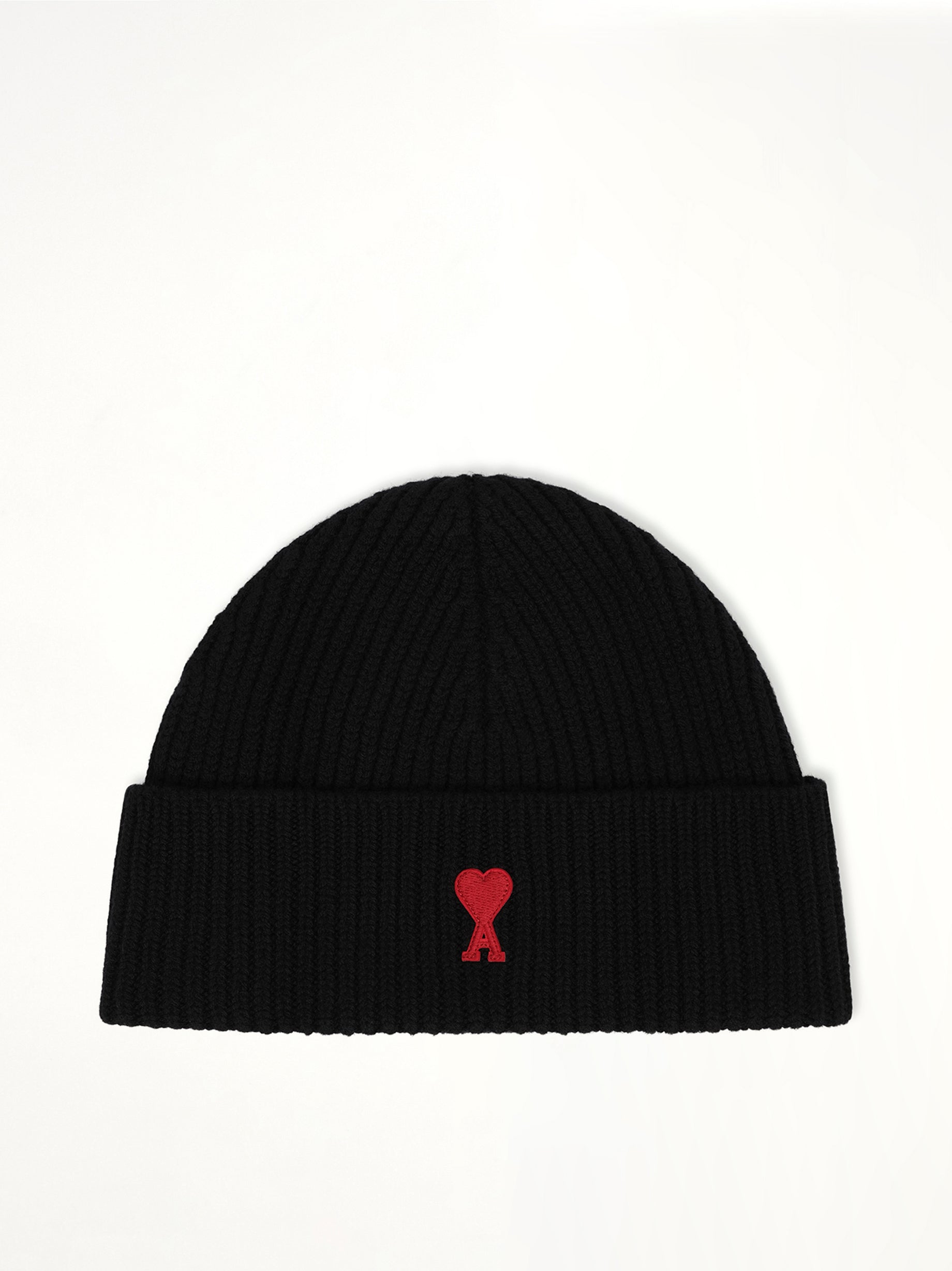 Beanie with Contrasted Ami De Coeur in Black