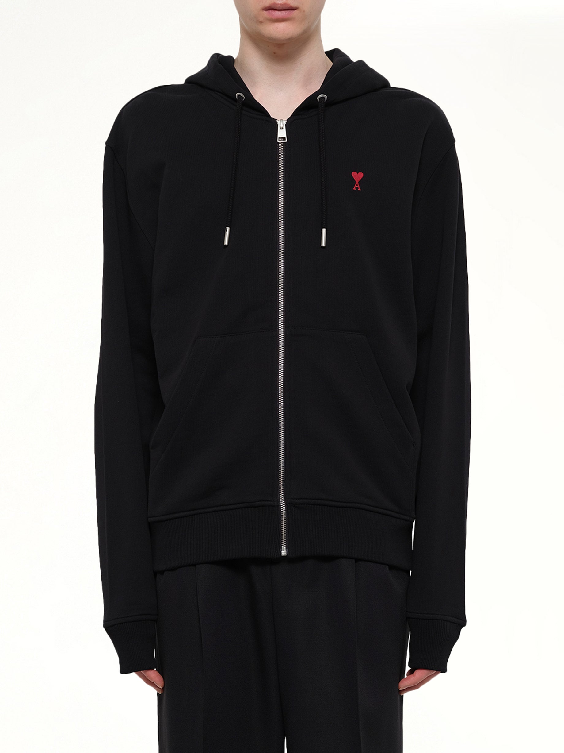 Ami De Coeur Zip Hoodie in Black/Red