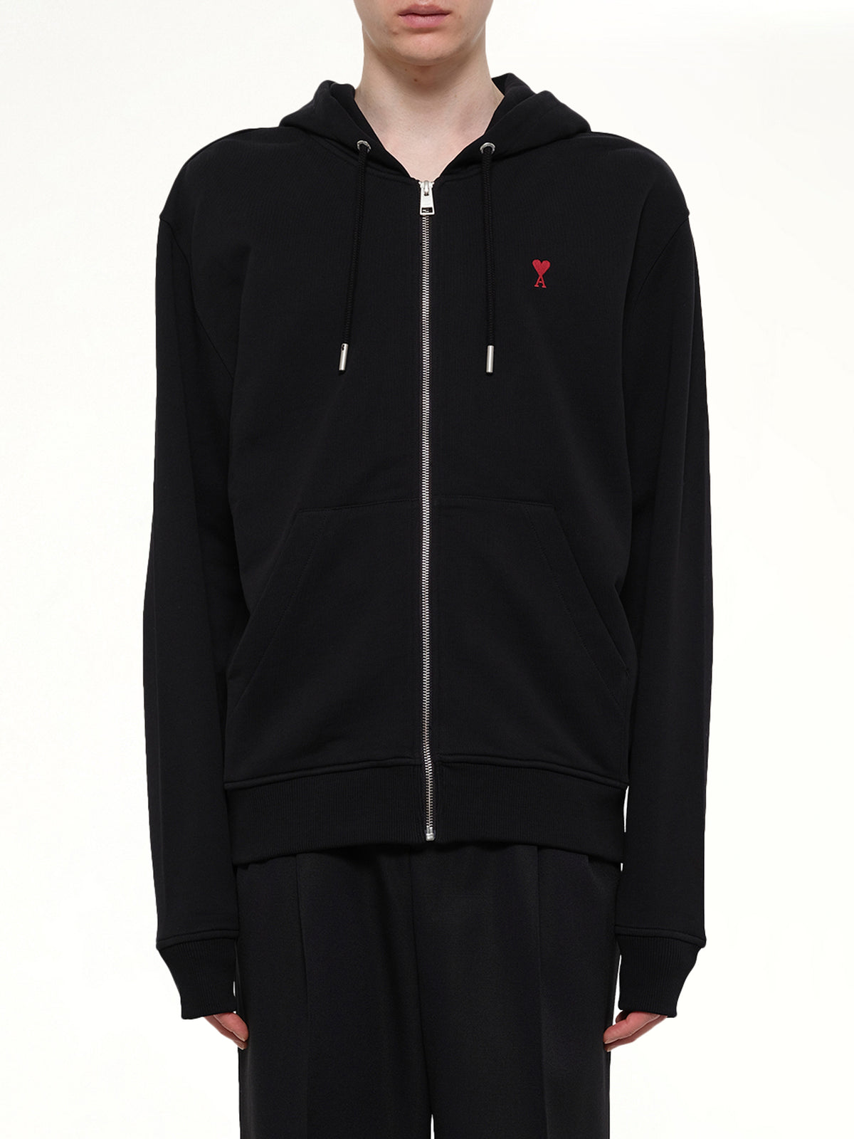 Ami De Coeur Zip Hoodie in Black/Red
