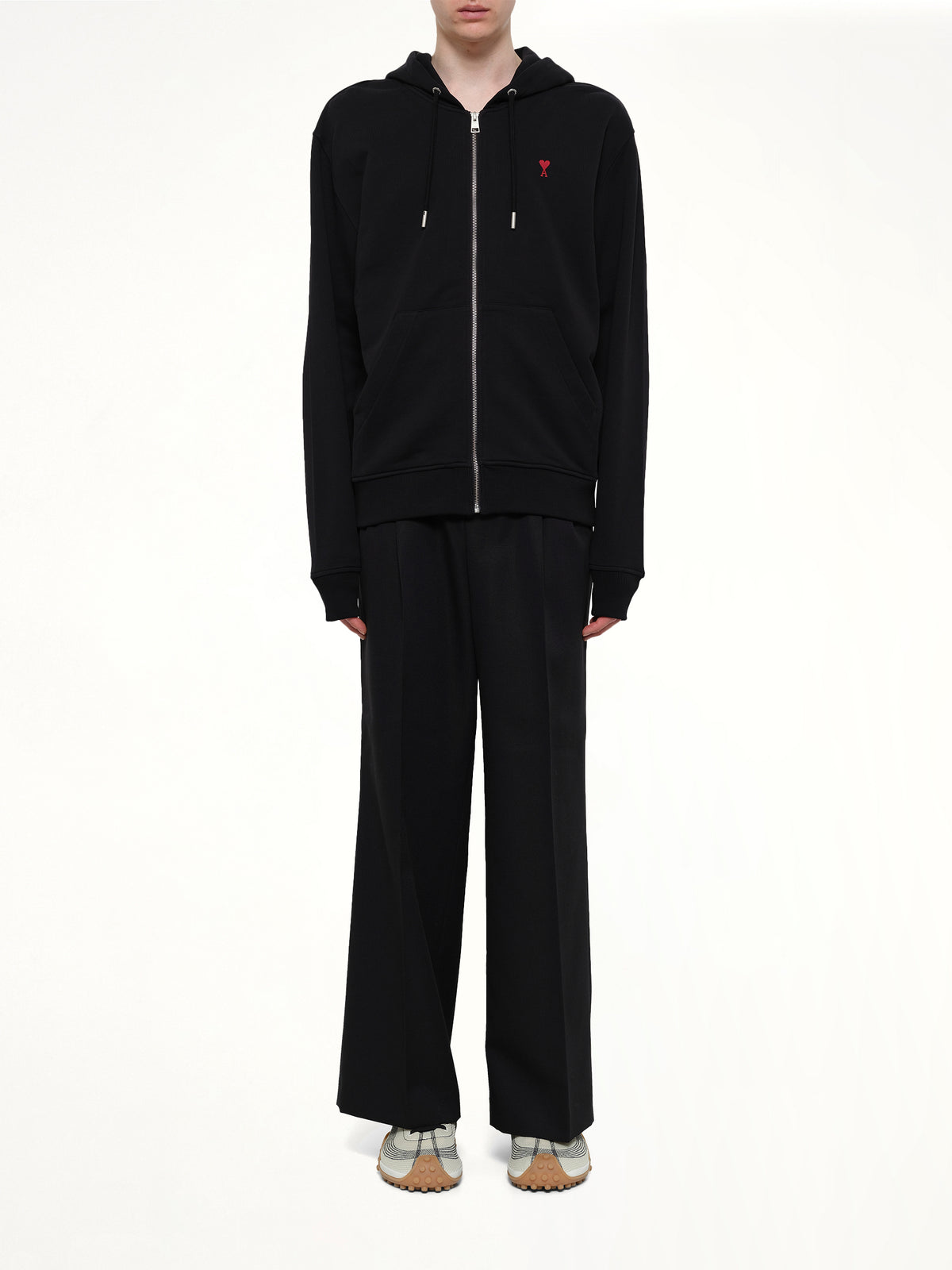 Ami De Coeur Zip Hoodie in Black/Red