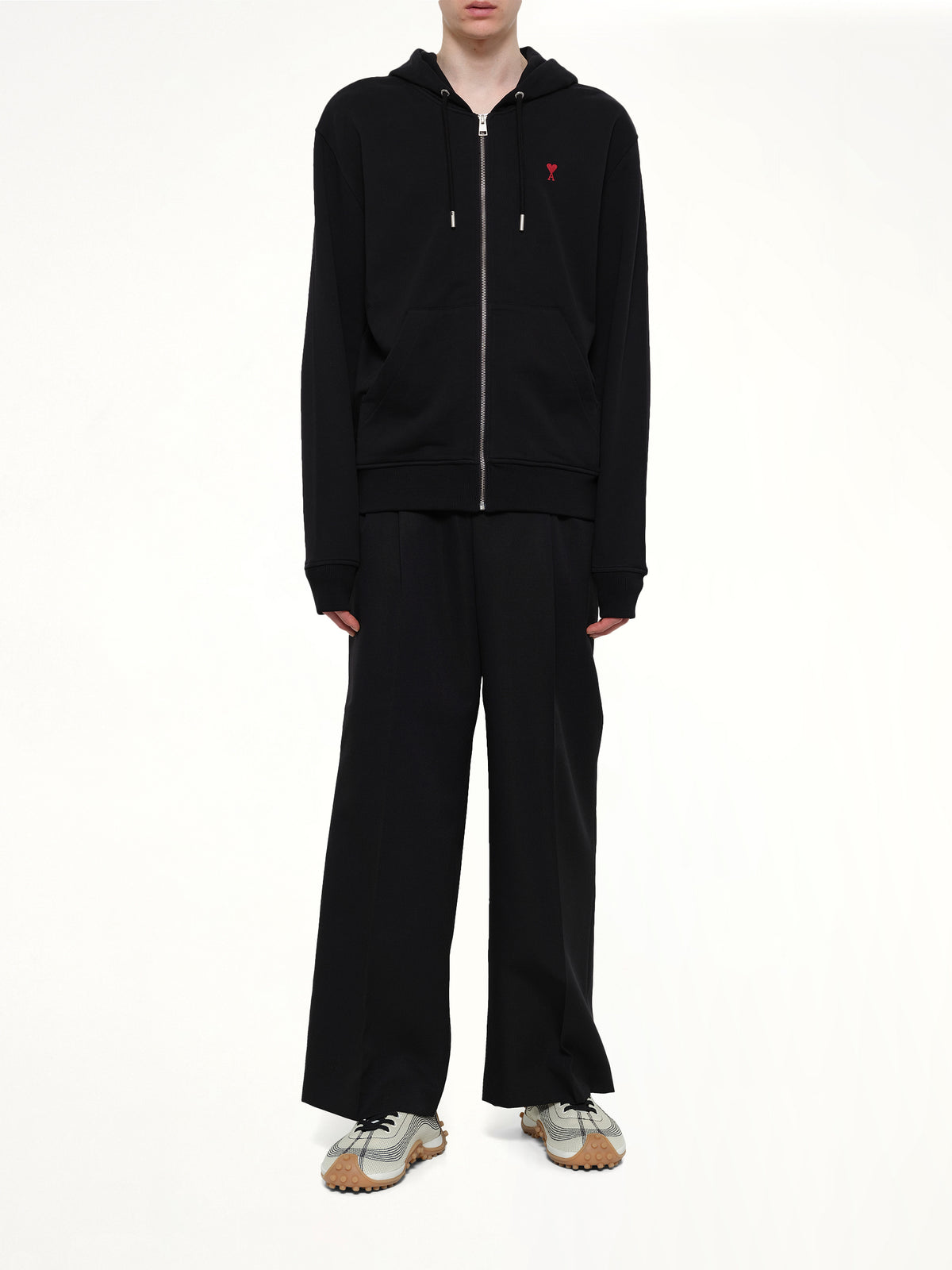 Ami De Coeur Zip Hoodie in Black/Red