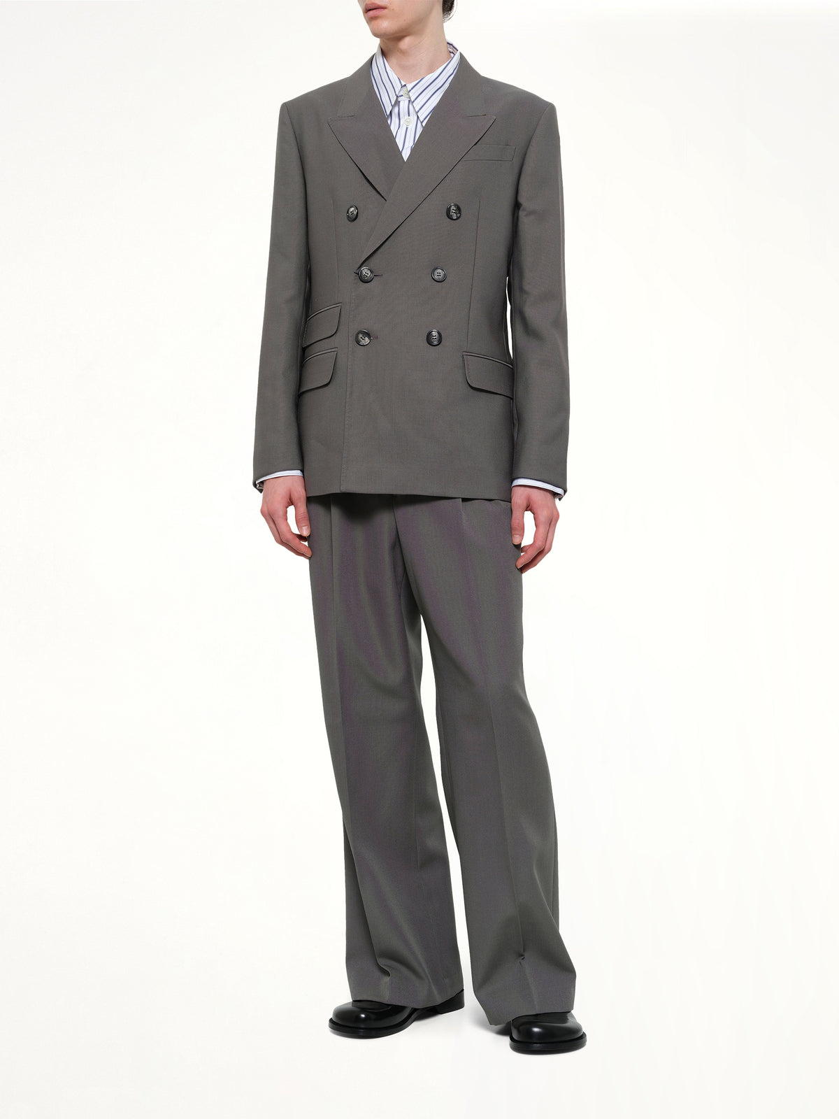 Straight Double Breasted Jacket in Carbon