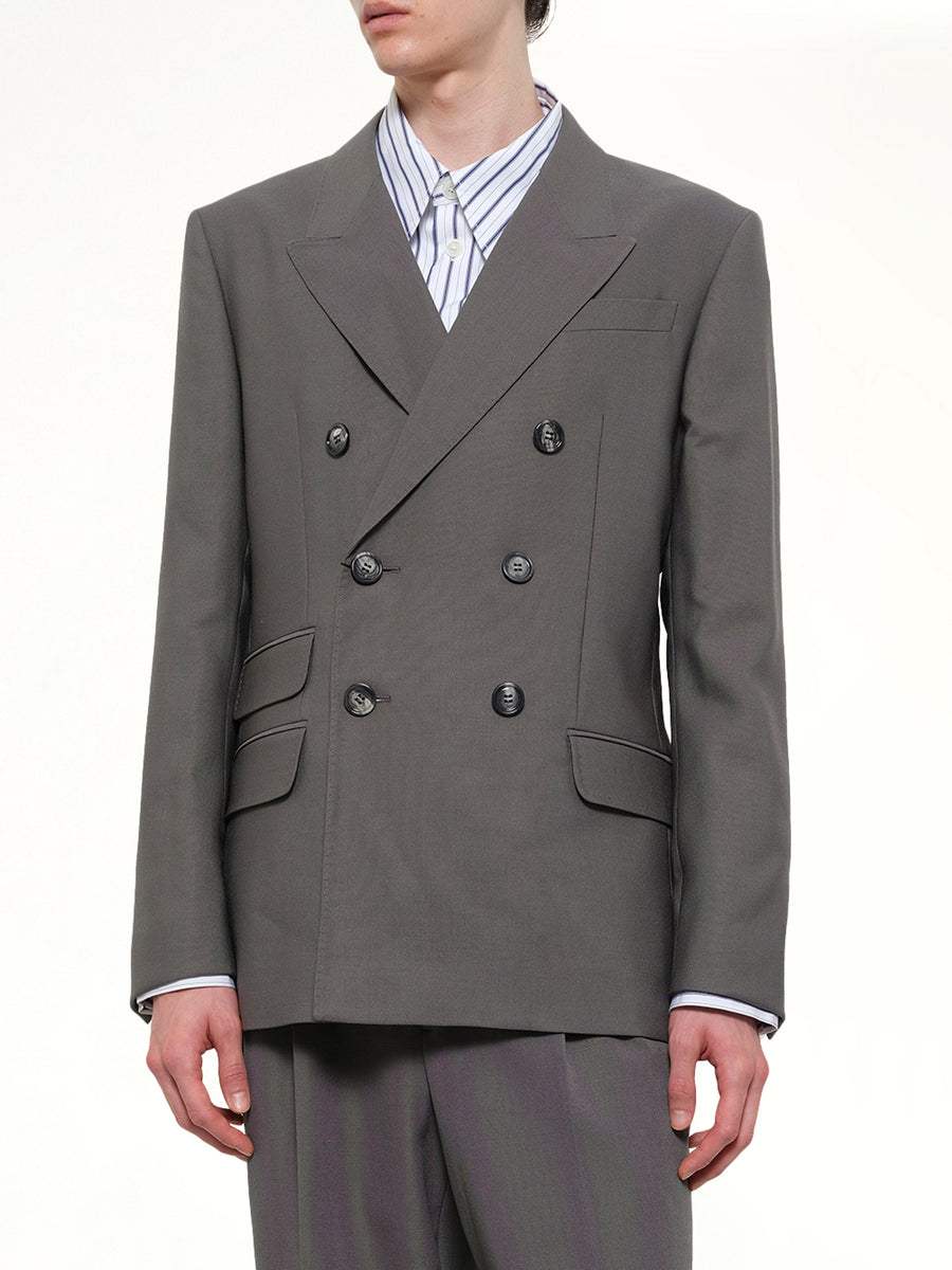 Straight Double Breasted Jacket in Carbon