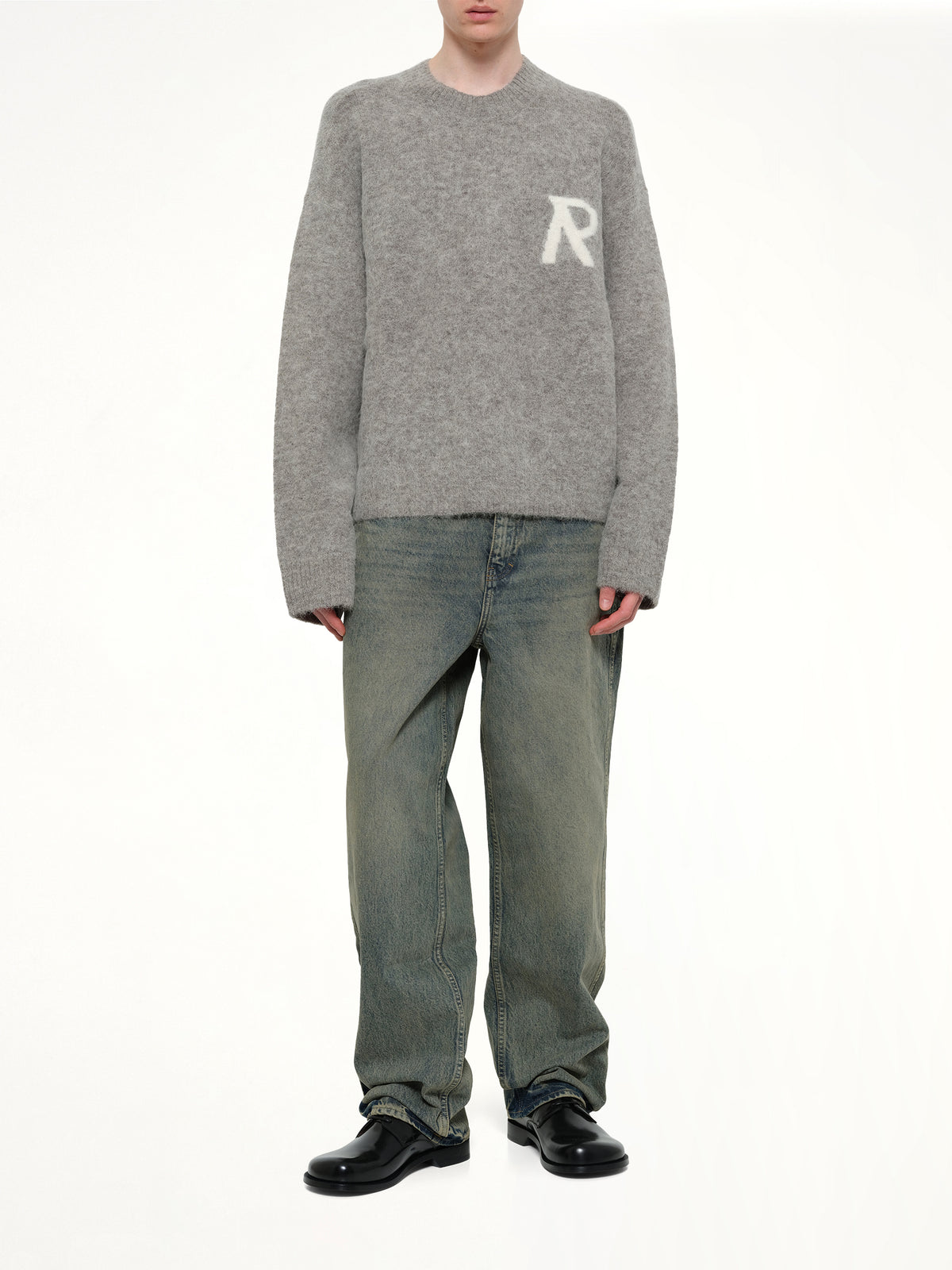 Logo Knit Sweater in Grey
