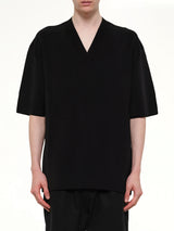 Short Sleeve V-Neck Sweater in Black