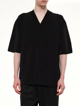 Short Sleeve V-Neck Sweater in Black
