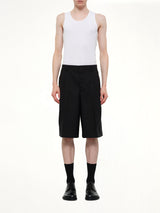 Low Waist Wide Bermuda Shorts in Black