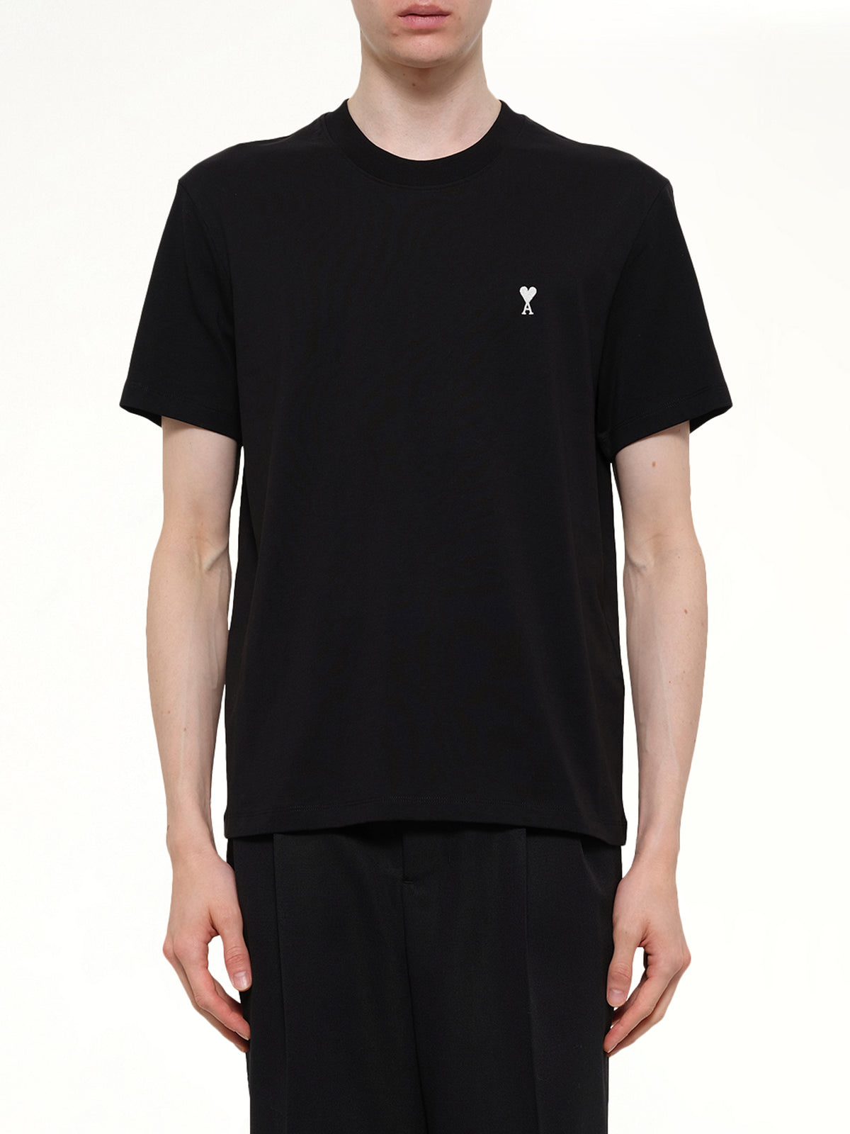 Contrasted Ami De Coeur T-Shirt in Black