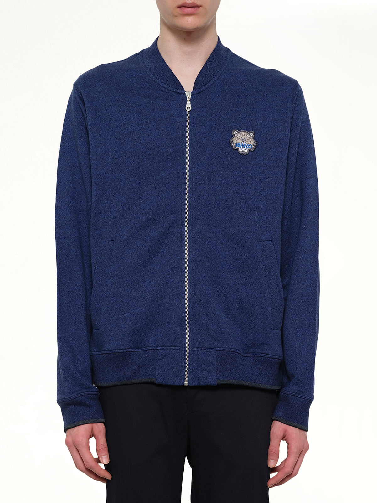 Tiger Zip Cardigan in Navy