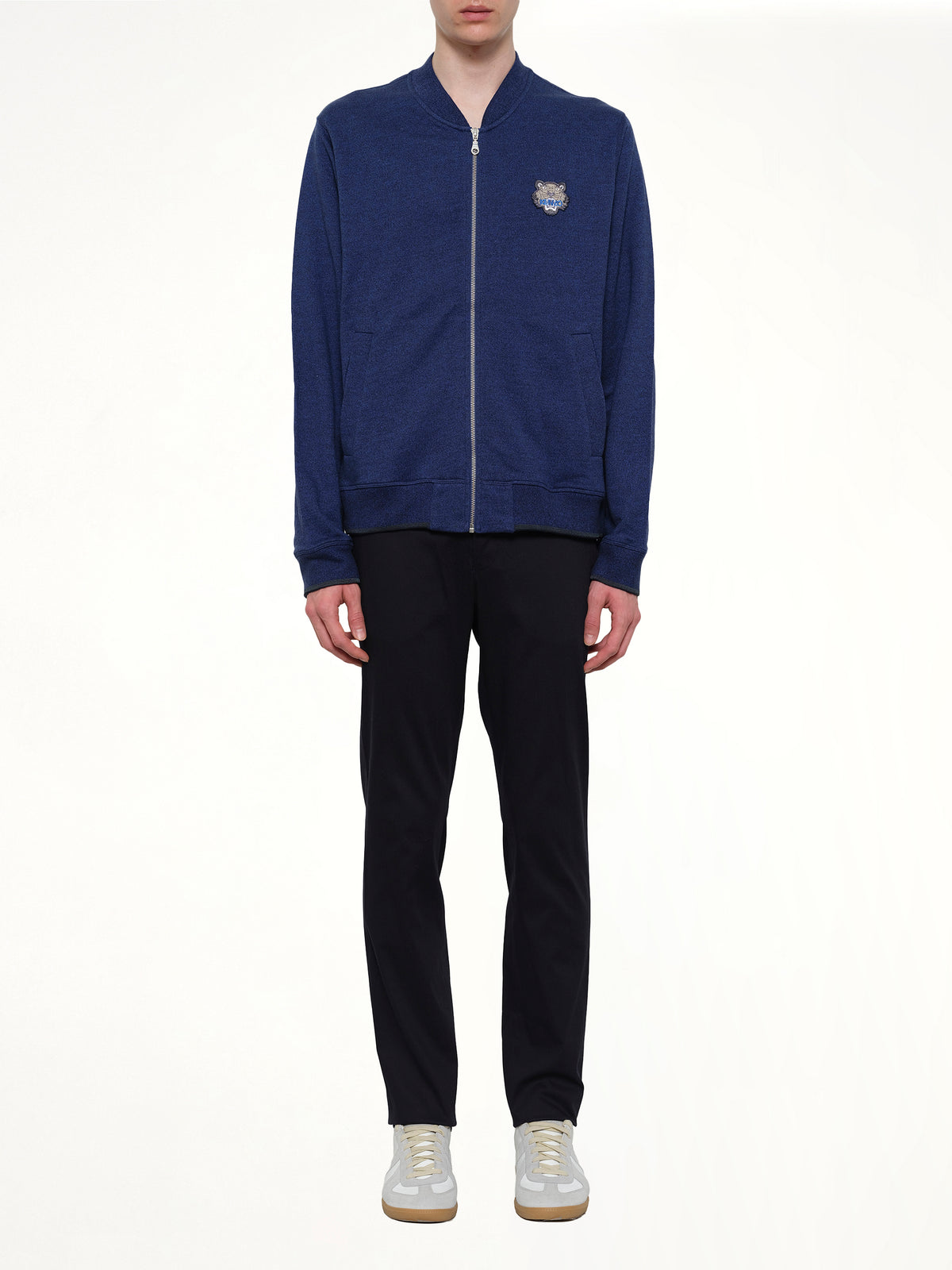 Tiger Zip Cardigan in Navy