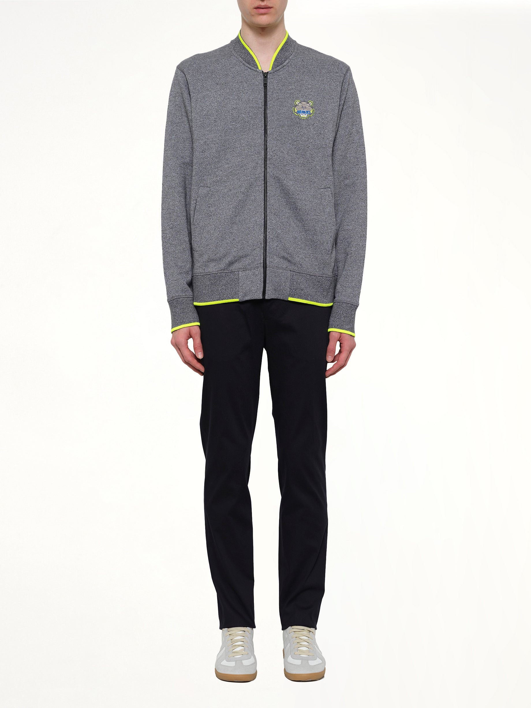 Tiger Zip Cardigan in Grey