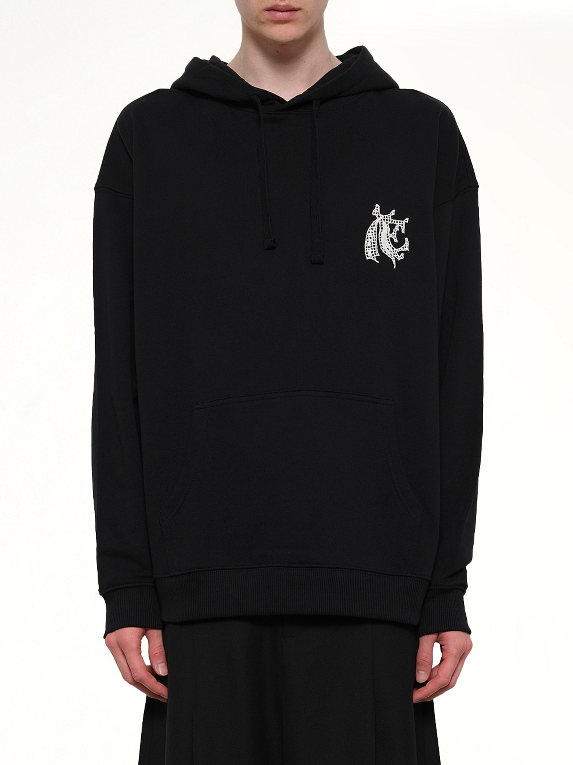 Hermine Print Cotton Hoodie in Black