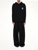 Hermine Print Cotton Hoodie in Black