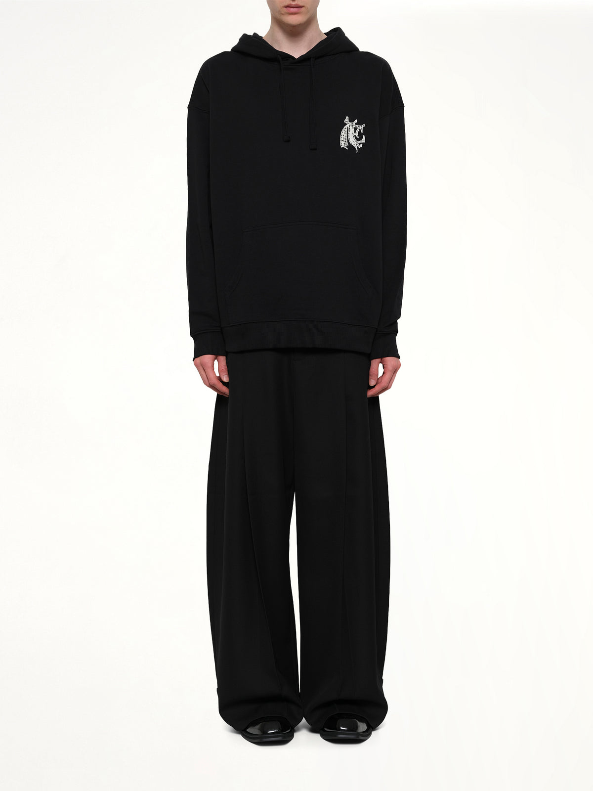 Hermine Print Cotton Hoodie in Black