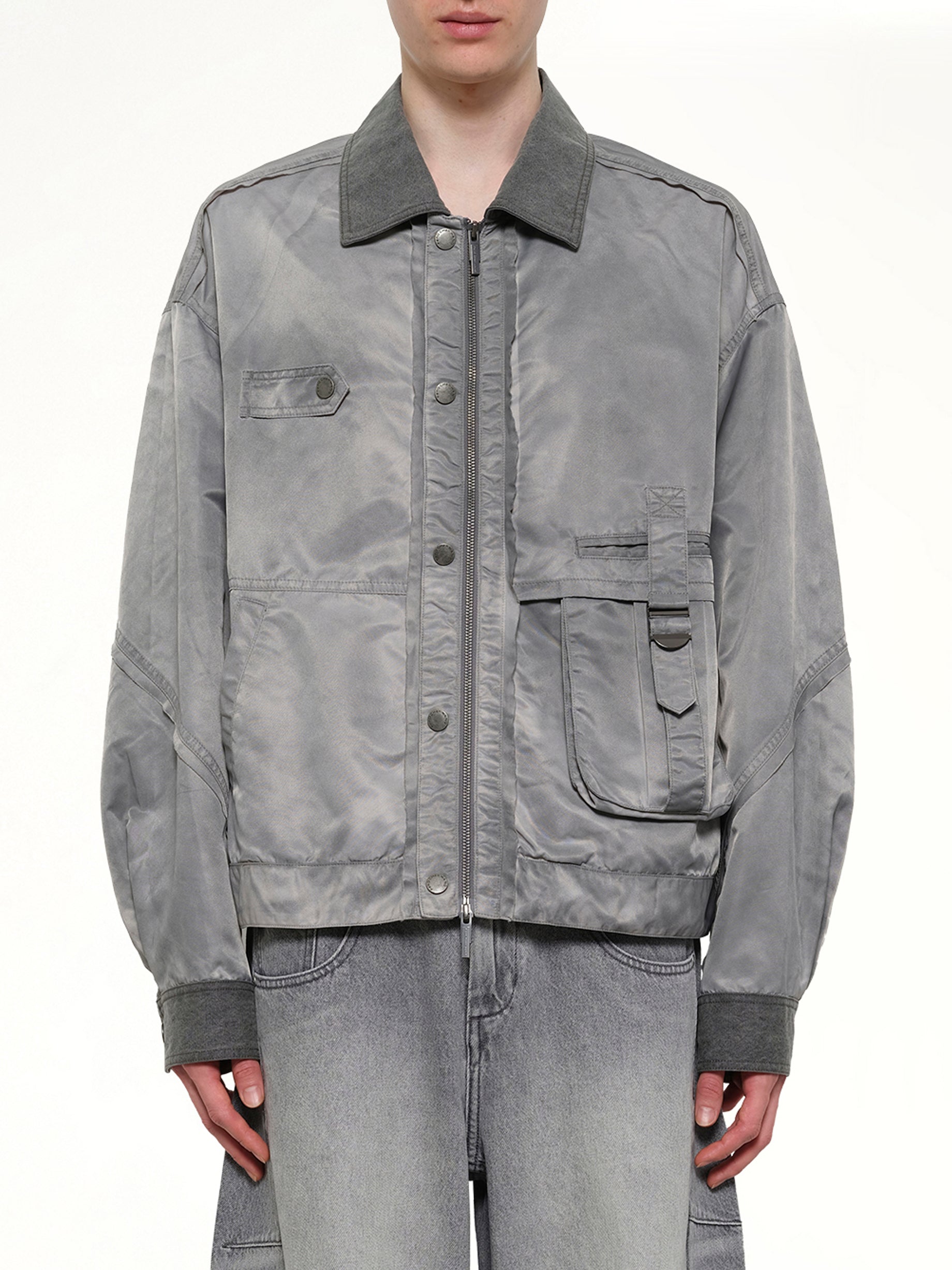 Sandwashed Nylon Jacket in Grey