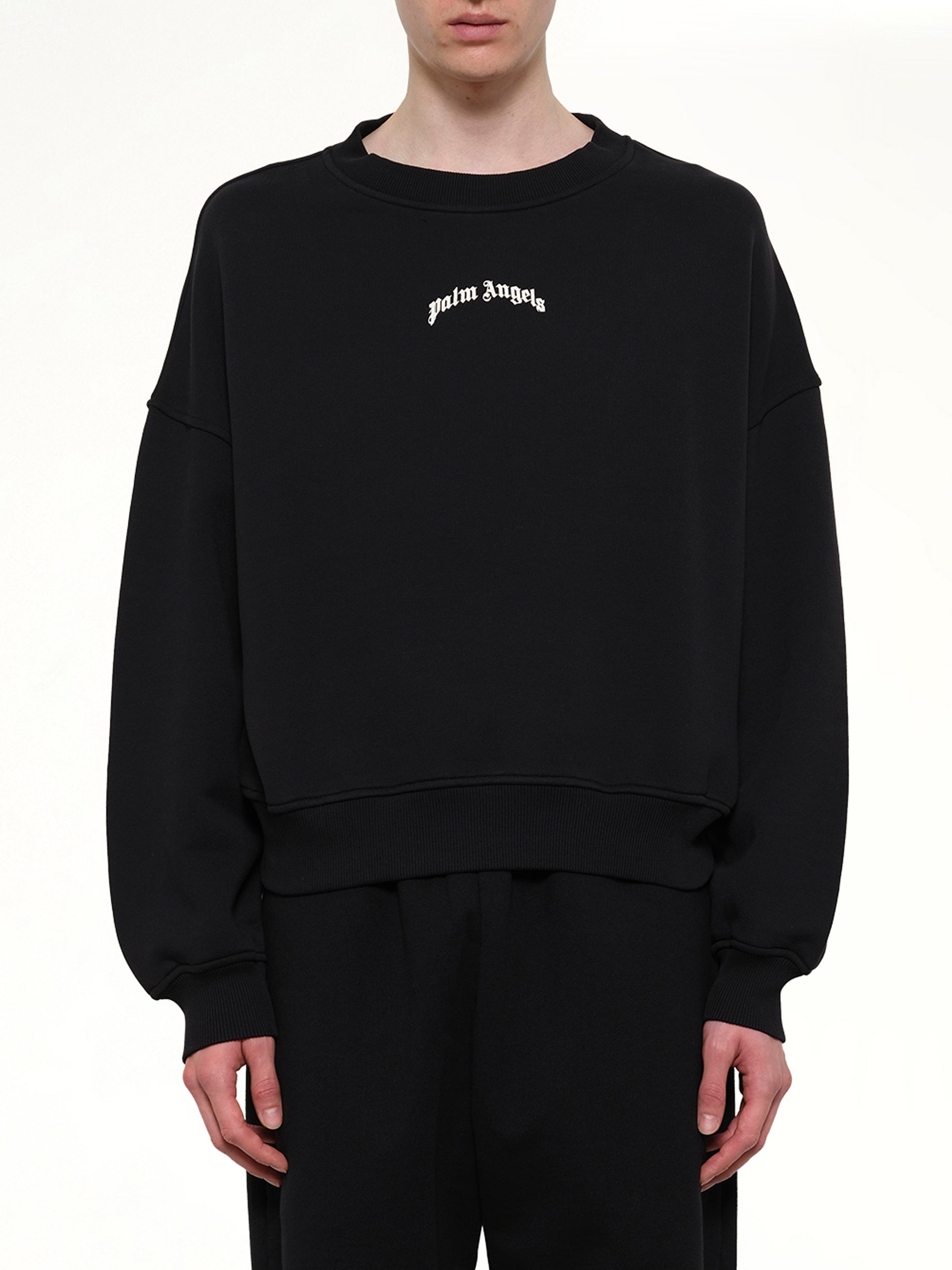 Back Curved Logo Loose Sweatshirt in Black/Off White