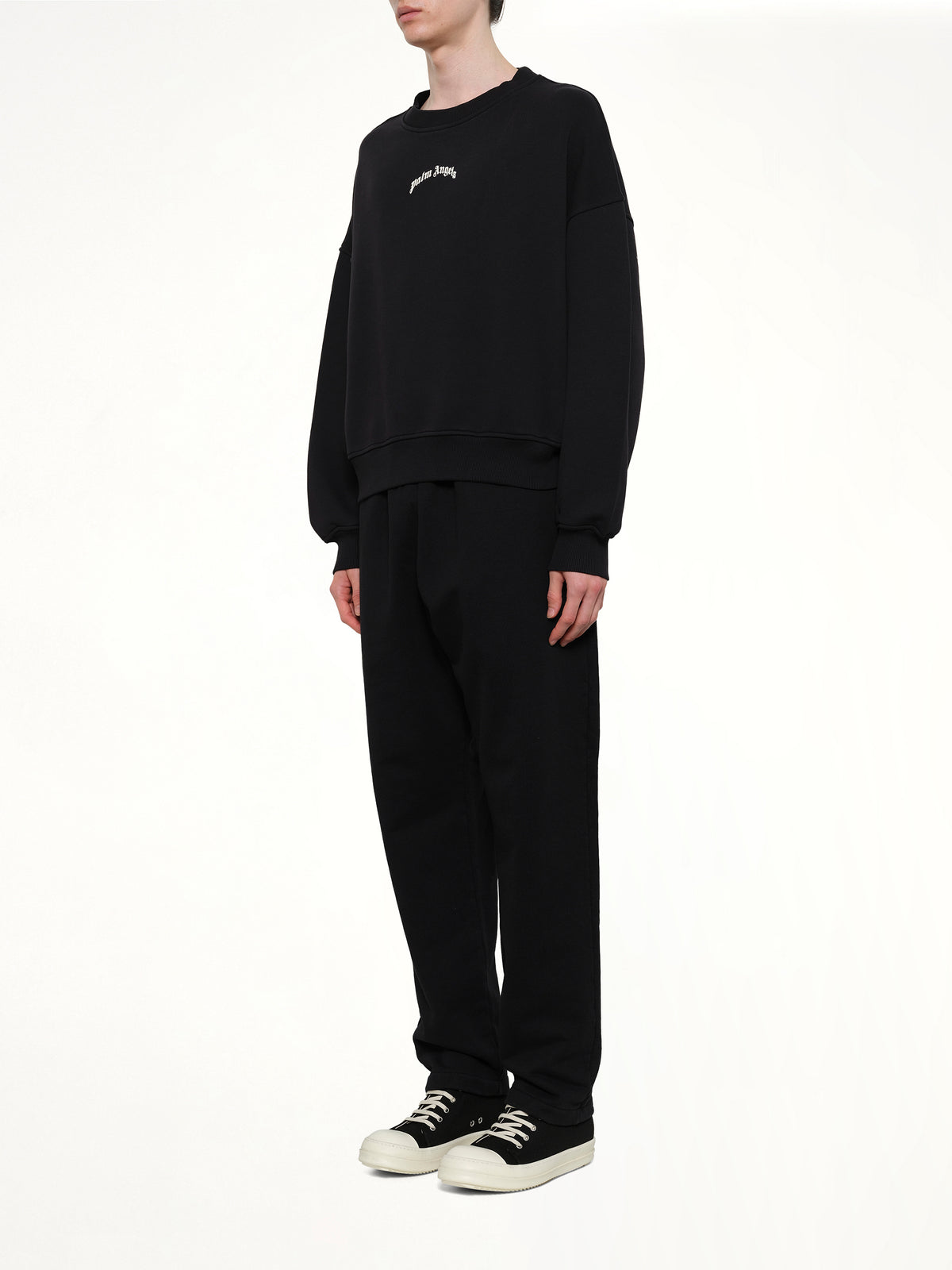 Back Curved Logo Loose Sweatshirt in Black/Off White