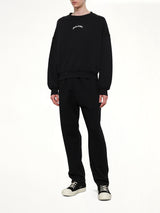 Back Curved Logo Loose Sweatshirt in Black/Off White