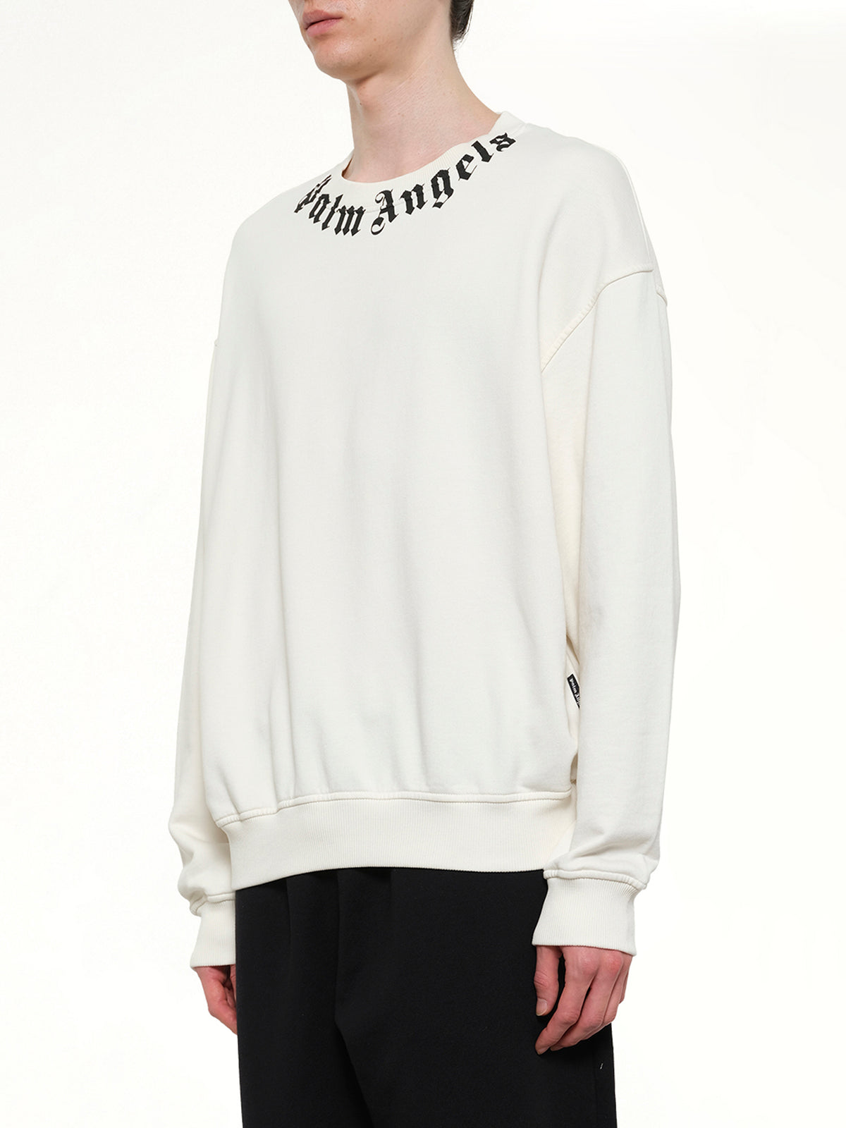 Neck Logo Regular Sweatshirt in Off White/Black