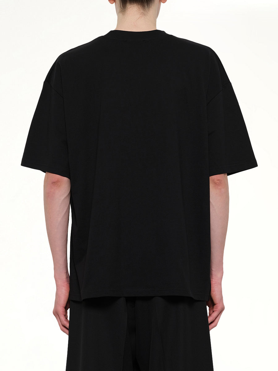 Hermine Print Cotton T-Shirt in Black