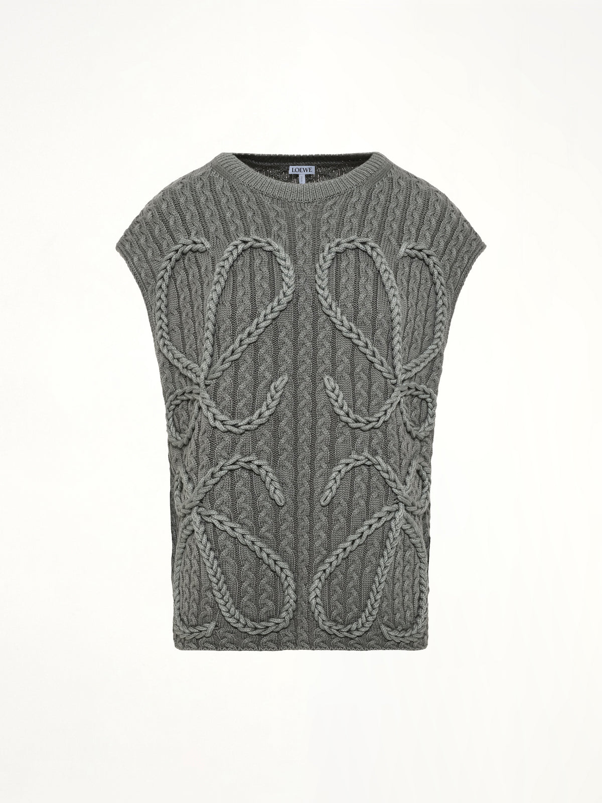 Anagram Knit Vest in Khaki Green