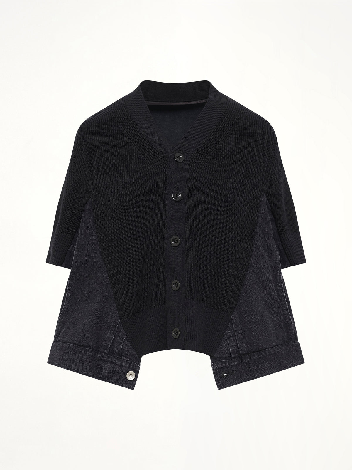 Denim x Knit SS Cardigan in Black