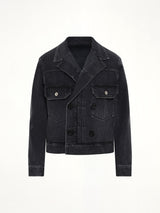 Double Breasted Denim Jacket in Black