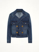 Double Breasted Denim Jacket in Blue