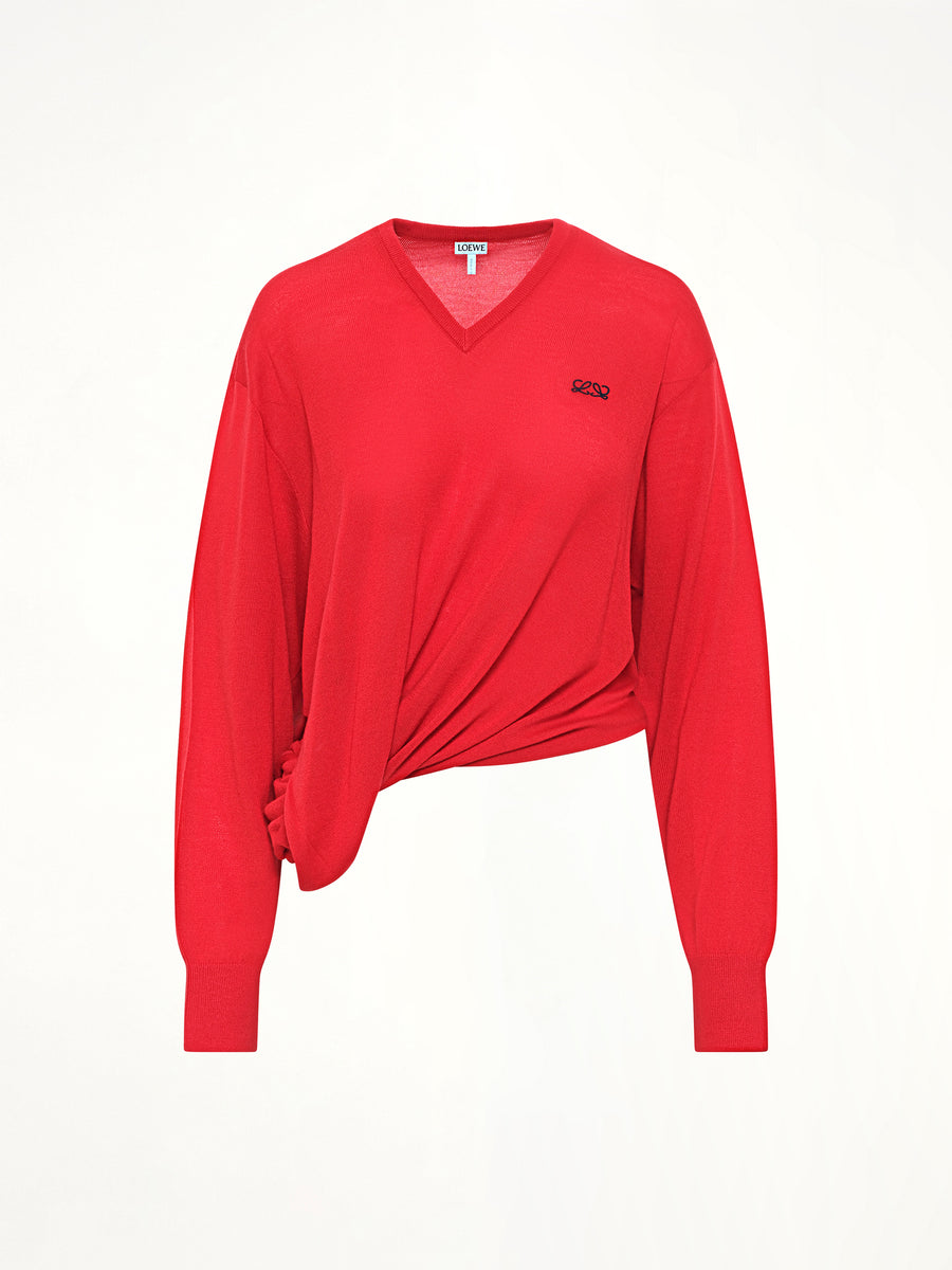 Draped Sweater in Red