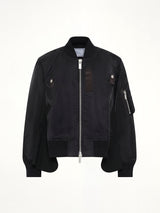 Nylon Twill x Wool Suiting Blouson in Black