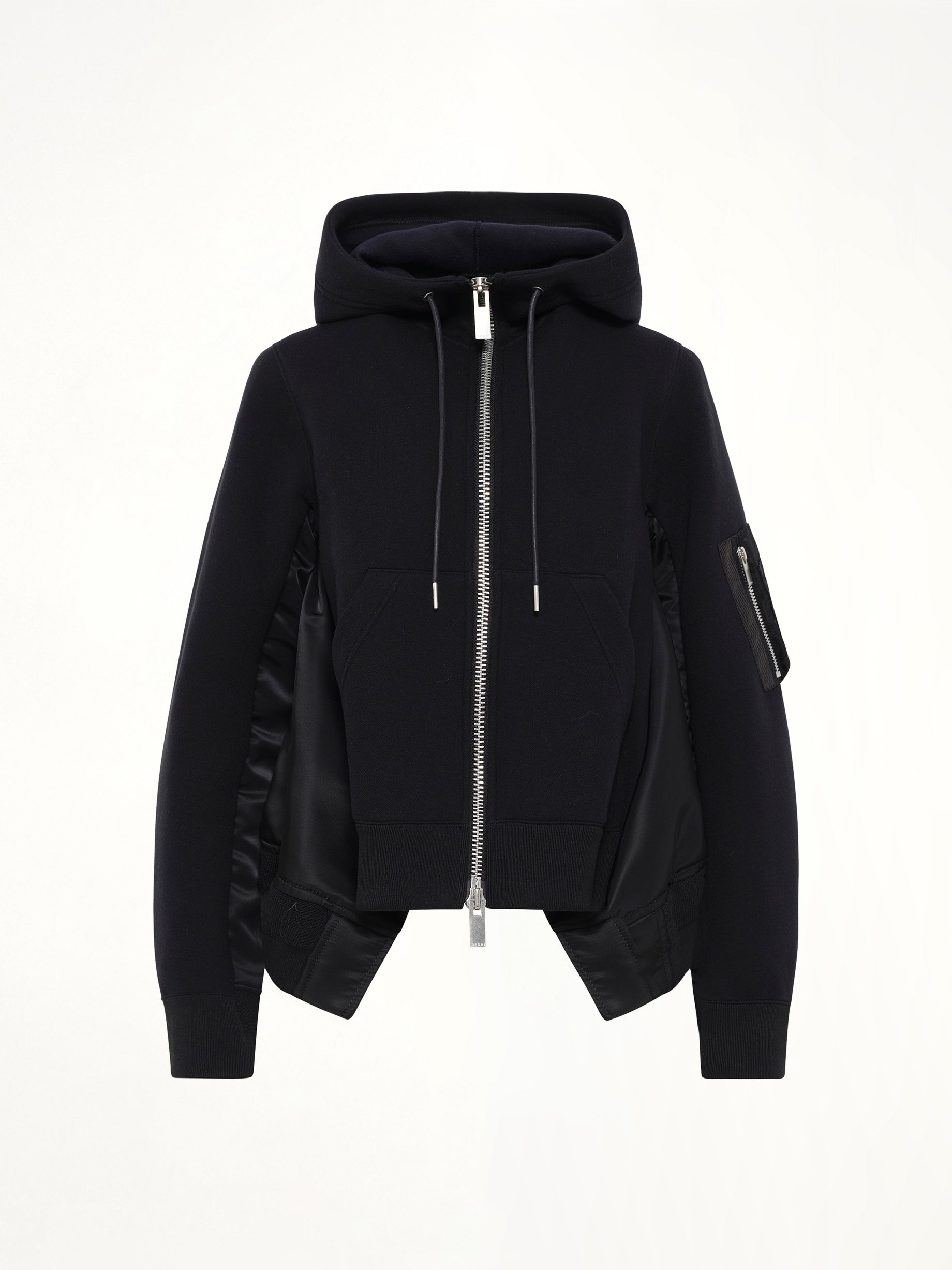 Sponge Sweat x Nylon Twill Hoodie in Black
