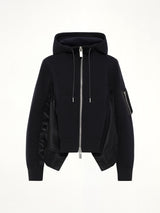 Sponge Sweat x Nylon Twill Hoodie in Black