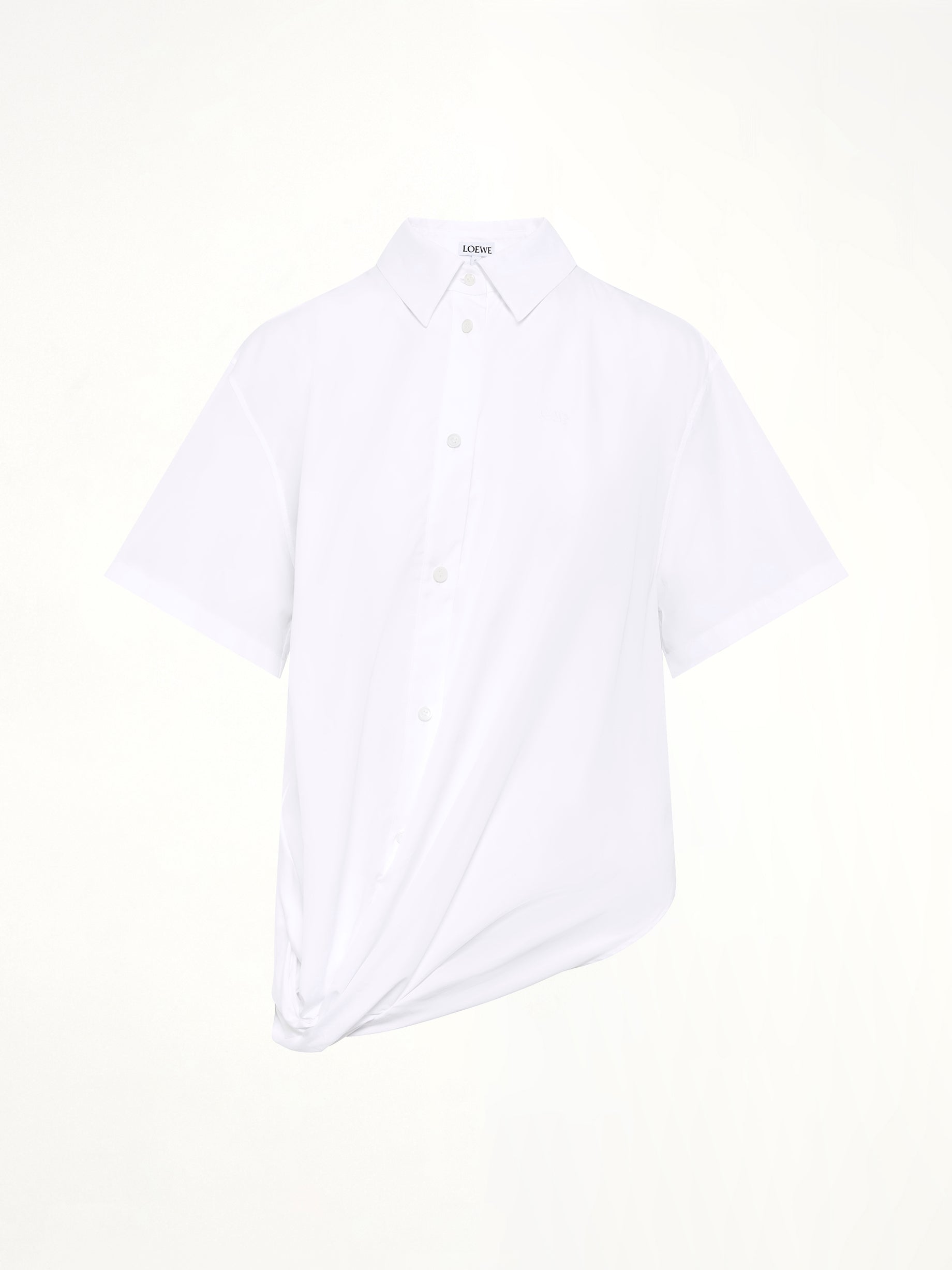 Short Sleeve Draped Shirt in White