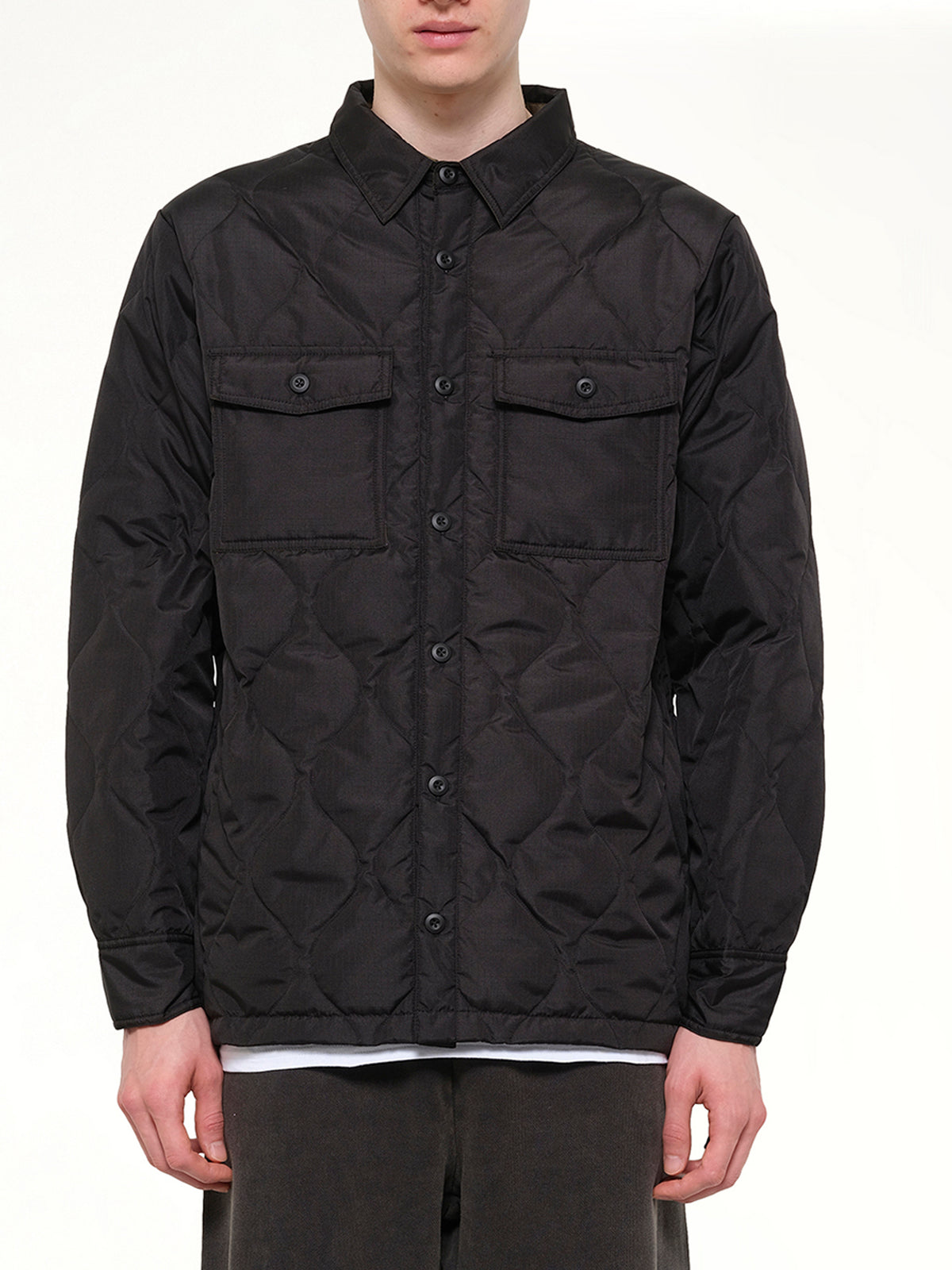 Military Down Shirt in Black