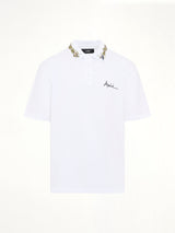 Amiri Floral Collar Polo in White
