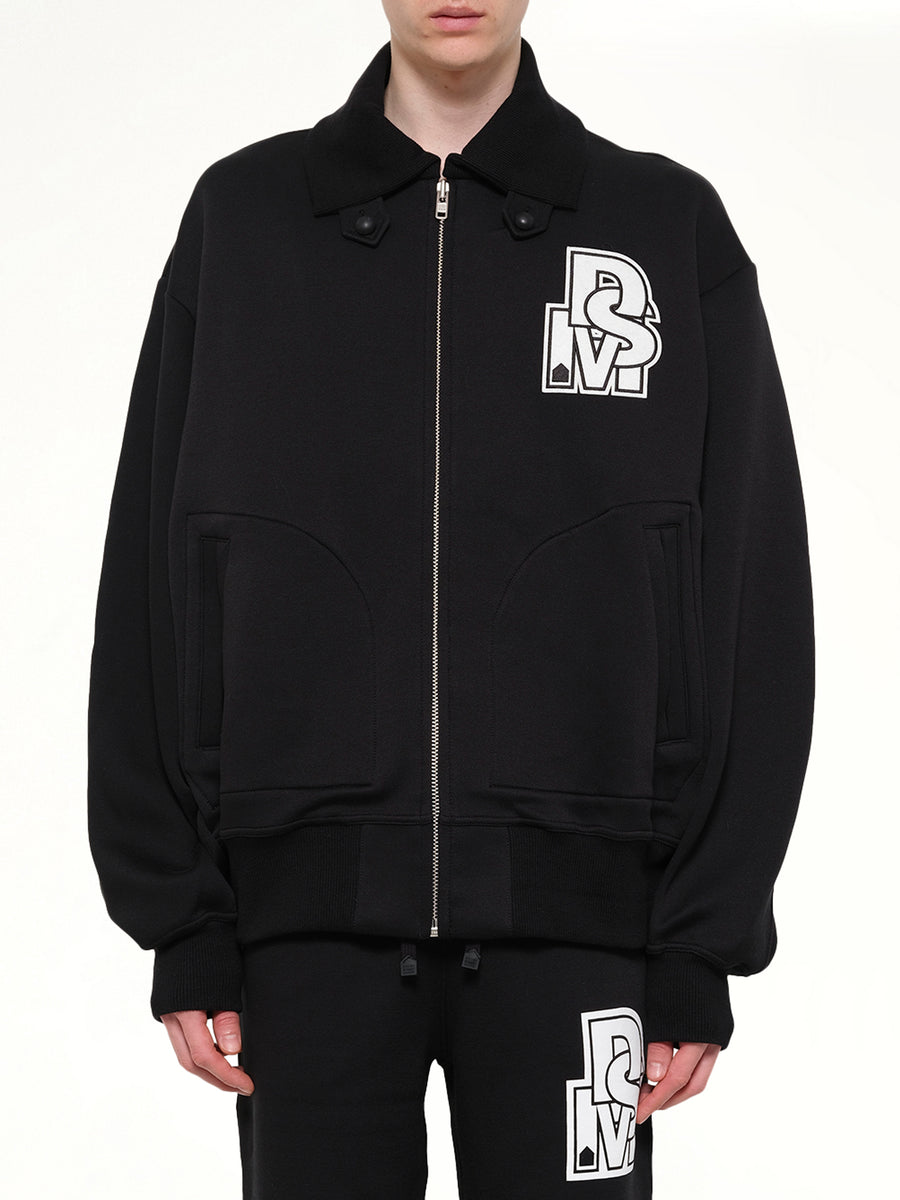 Doublet Knit Varsity Jacket in Black