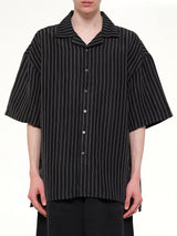 Camp Collar SS Shirt in Black/White Stripe