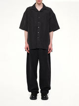 Camp Collar SS Shirt in Black/White Stripe