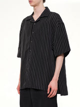 Camp Collar SS Shirt in Black/White Stripe